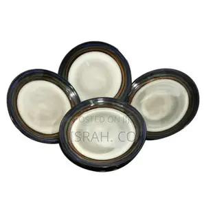 6 Pieces Brown Line Side Plates - Cream