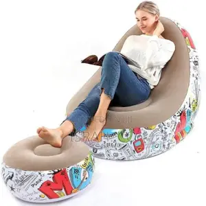 Family Inflatable Lounge Chair, Graffiti Pattern Flocking