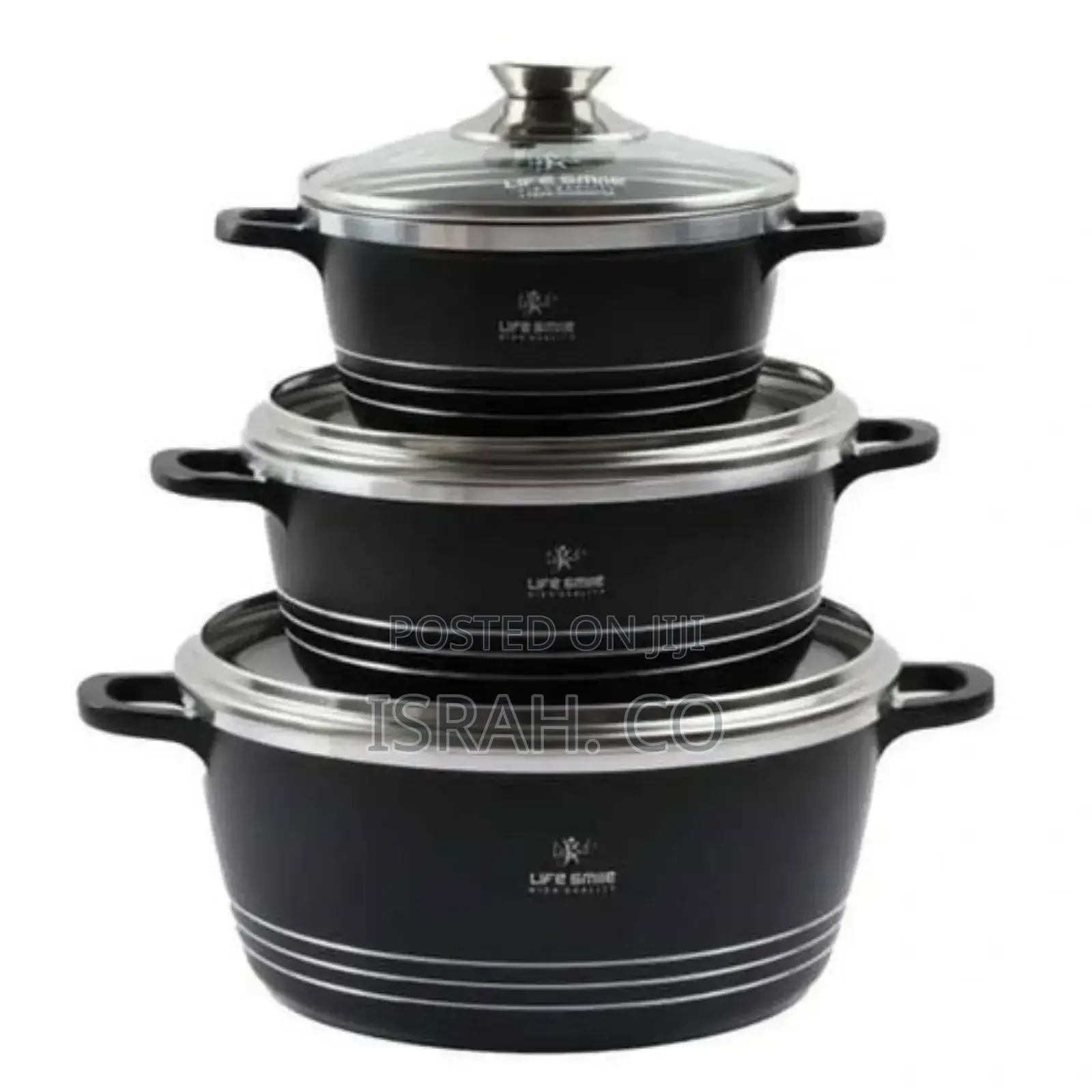 Life Smile 3 Pieces of Non Stick Serving Saucepans Cookware