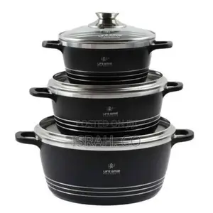 Life Smile 3 Pieces of Non Stick Serving Saucepans Cookware