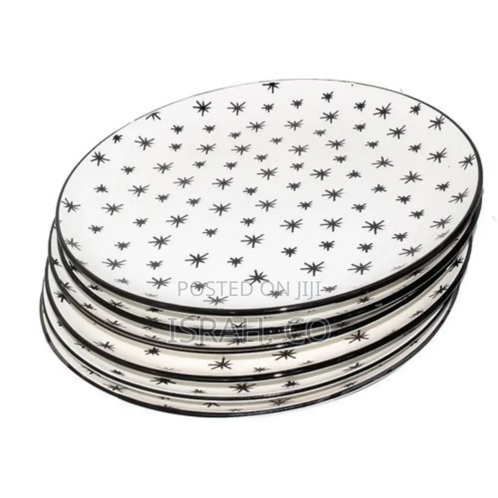 Round Star Design Dinner Plates, 6pcs - White