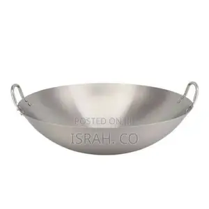 Stainless Steel Wok Stir Frying Pan - Silver.