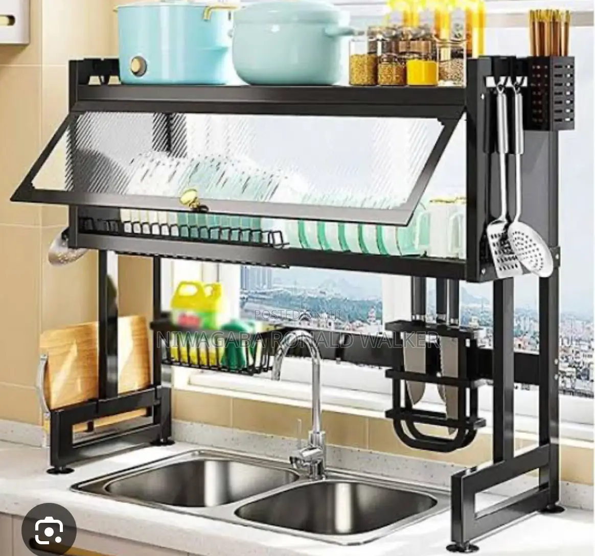85cm Over the Sink Rack Black