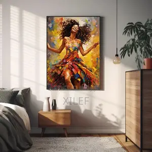 Happy Woman African Art | Wall Portrait For Hotel Or Airbnb