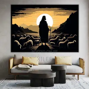 Jesus and His Sheep | Wall Art Portrait for Hotel or Airbnb