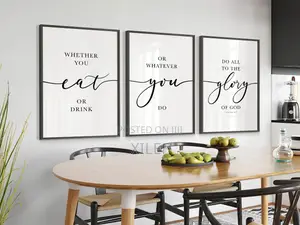 3 Piece | Dining Room Bible Verses | Wall Art Portrait