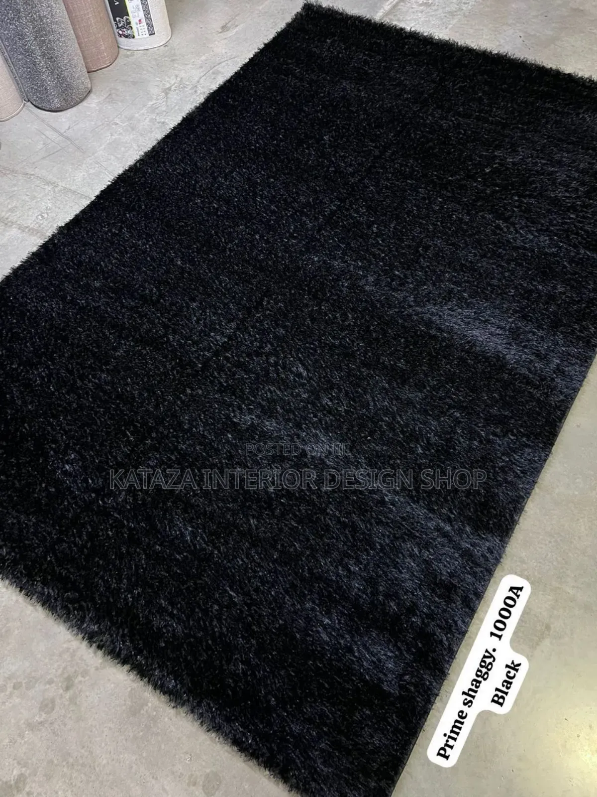 Black Shaggy Centre Carpet