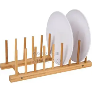 Multi-Purpose Bamboo Plate Holder and Pot Lid Organizer