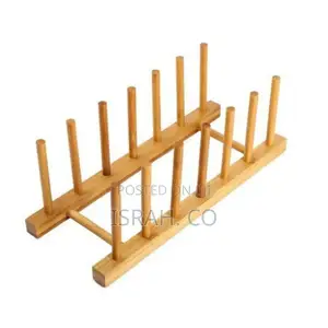 Multi-Purpose Bamboo Plate Holder and Pot Lid Organizer