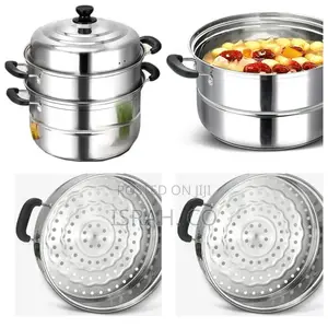 Saucepan and Steamer Soup Pot,28cm-Silver.