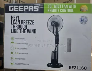 Geepas Mist Fan/ 16 Inches Mist Fan With Remote
