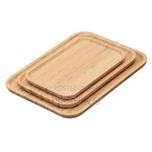 3 Piece Bamboo Wood Tea Food Serving Trays Plates