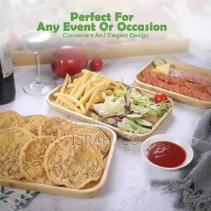 3 Piece Bamboo Wood Tea Food Serving Trays Plates