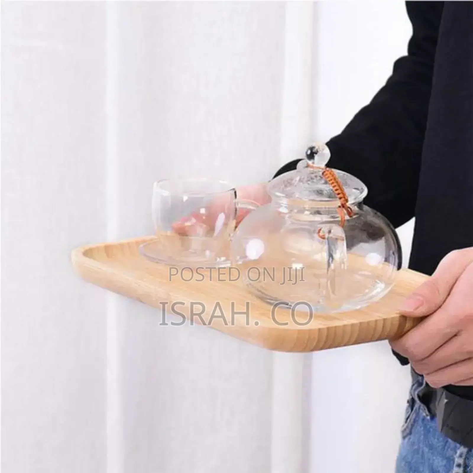 3 Piece Bamboo Wood Tea Food Serving Trays Plates