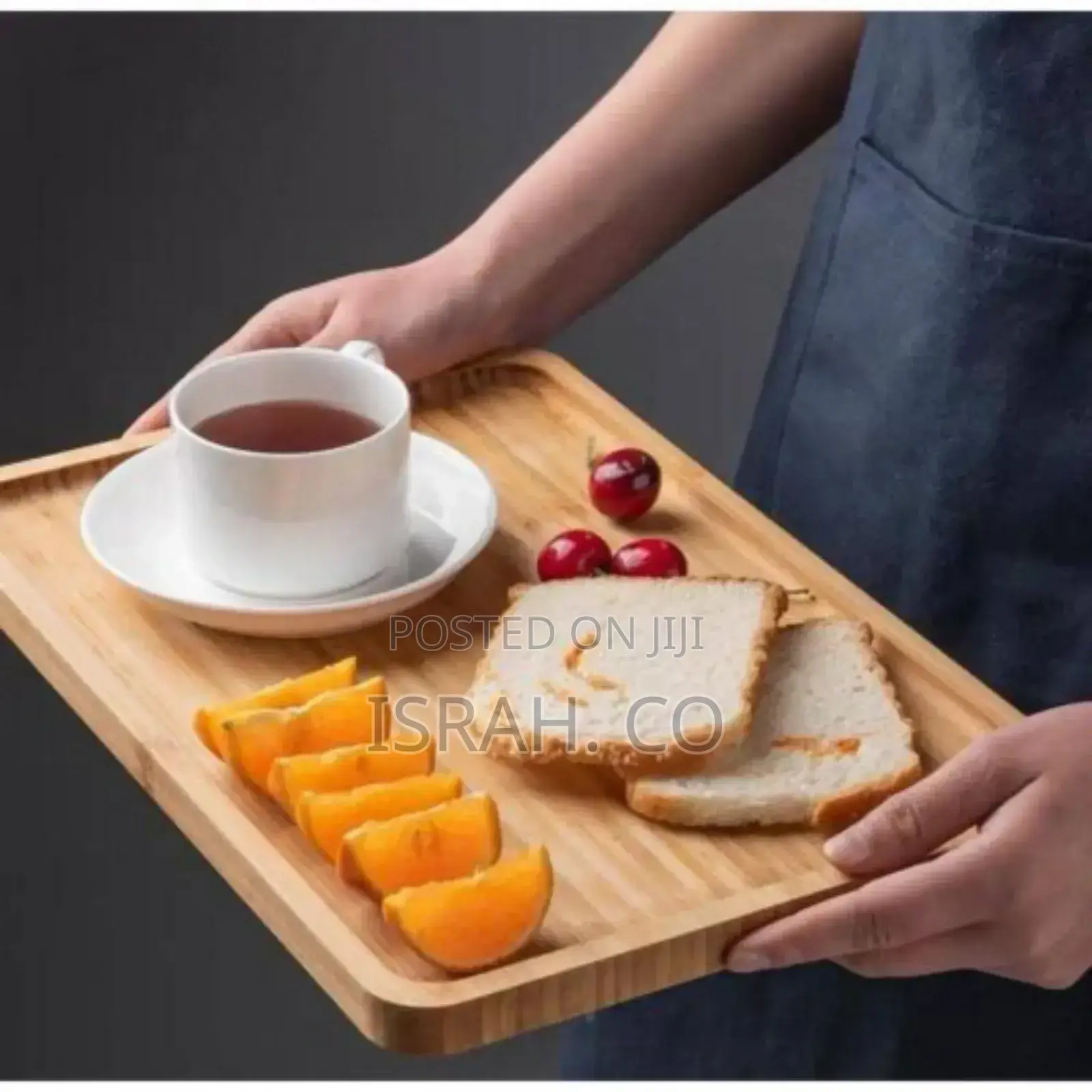3 Piece Bamboo Wood Tea Food Serving Trays Plates