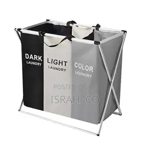 3-Section Laundry Basket Bin Organizer- 137l- Multi-Colour.