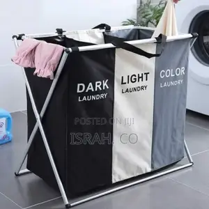 3-Section Laundry Basket Bin Organizer- 137l- Multi-Colour.