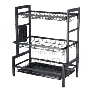 3 Tier Plate Dish Drying Draining Rack Storage Organizer