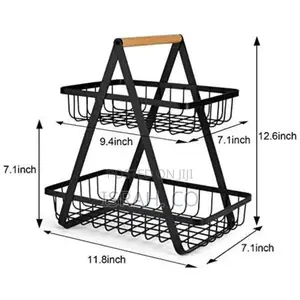 2-Tier Fruit Basket Bowl Bread Basket Vegetable Holder