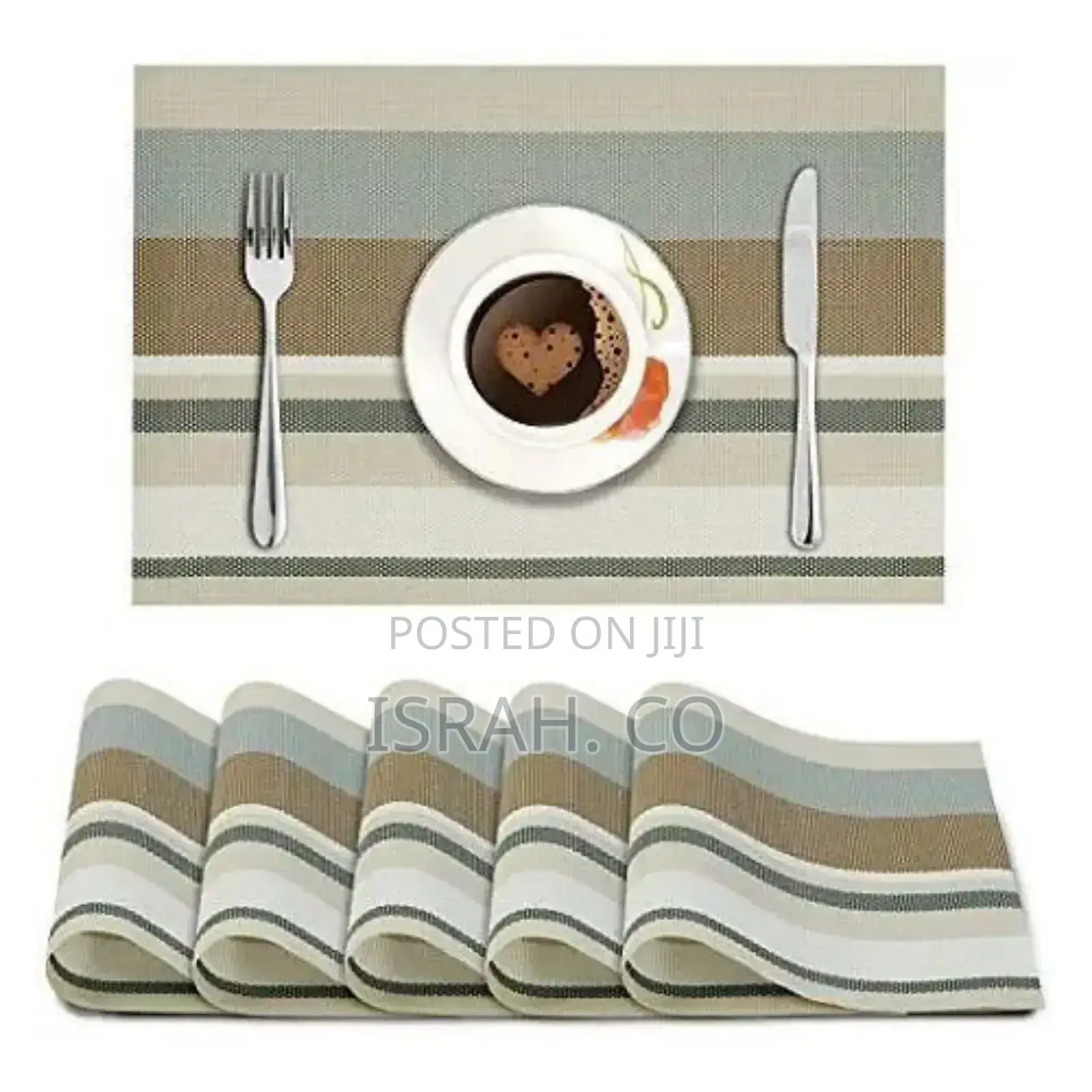 6 PCS Table Mats With a Runner - Grey