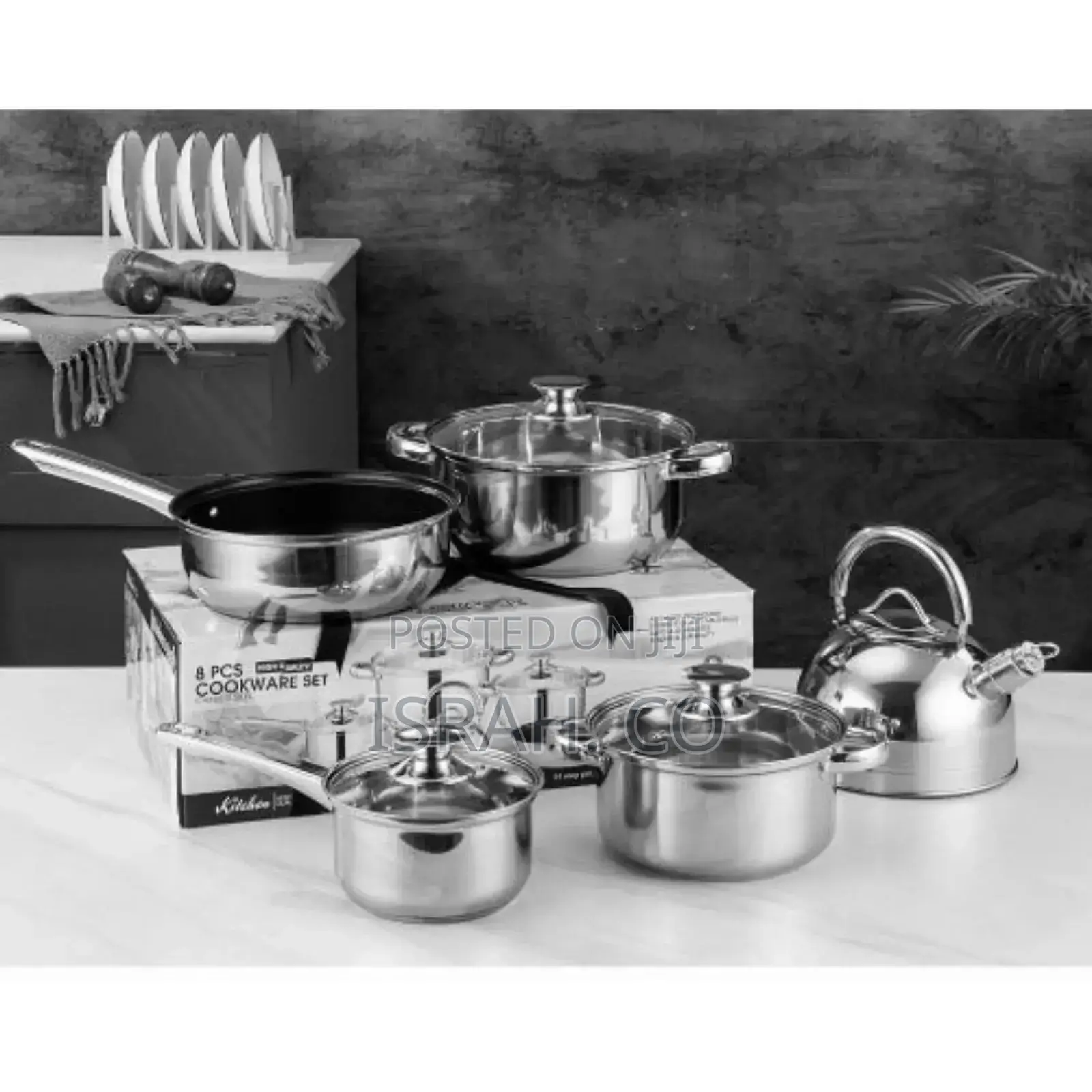 8PC Stainless Steel Saucepans Cookware Pots With Kettle Pan