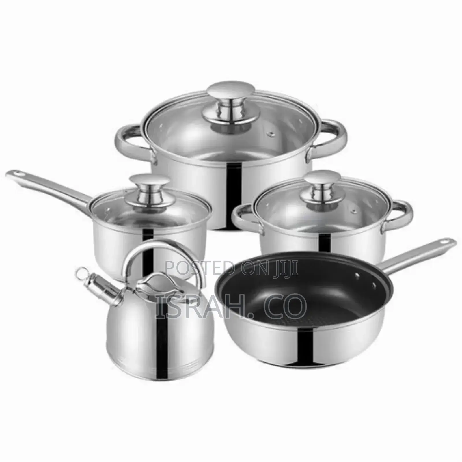8PC Stainless Steel Saucepans Cookware Pots With Kettle Pan
