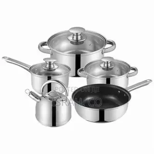 8PC Stainless Steel Saucepans Cookware Pots With Kettle Pan