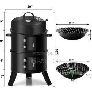 3-in-1 Charcoal Grill BBQ Smoker Barbecue Stove