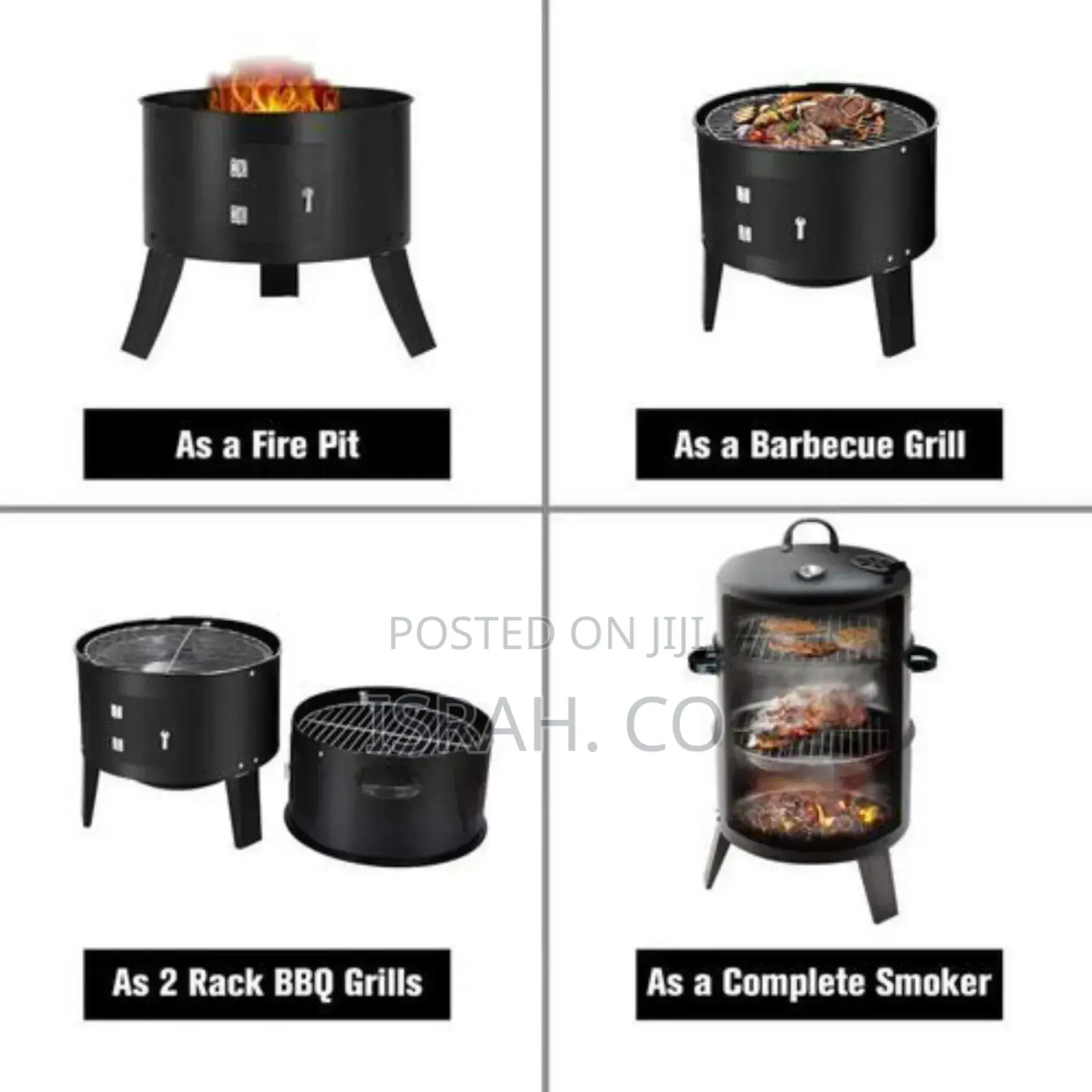 3-in-1 Charcoal Grill BBQ Smoker Barbecue Stove