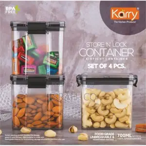 700ml 4-Piece Plastic Transparent Storage Box Tins Container