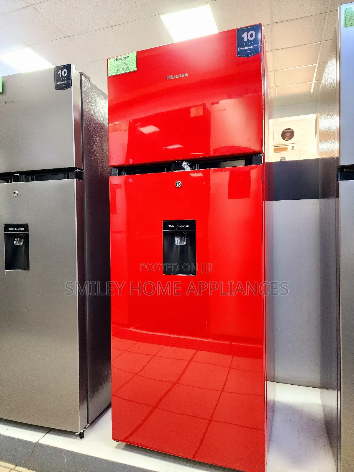 Red Color Hisense 270ltrs Double Door Fridge With Dispenser