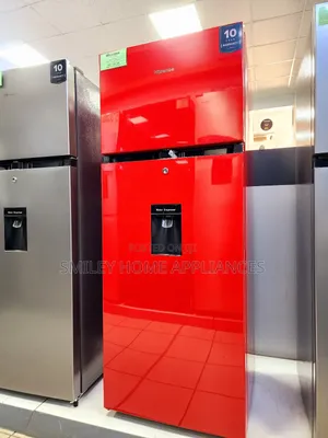 Red Color Hisense 270ltrs Double Door Fridge With Dispenser