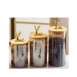 Golden Deer Glass Storage Jars.