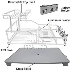 Aluminium Plate Dish Drying -2 Tier Rack Removable Drainer