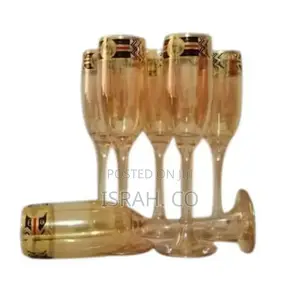 Gold Lead-Free Juice, Champagne Wine Glasses- 6 Pieces,