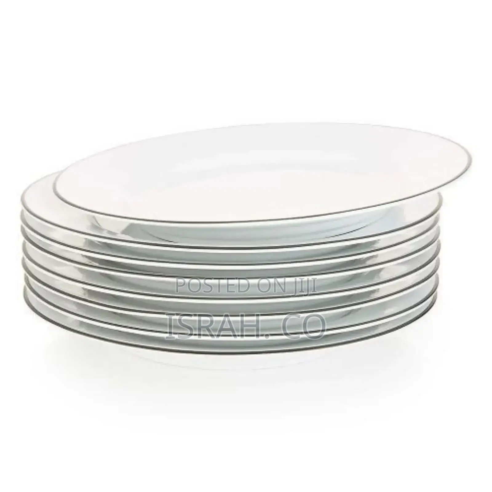 9 LNCH 6 Pieces of Black Line Plates, White