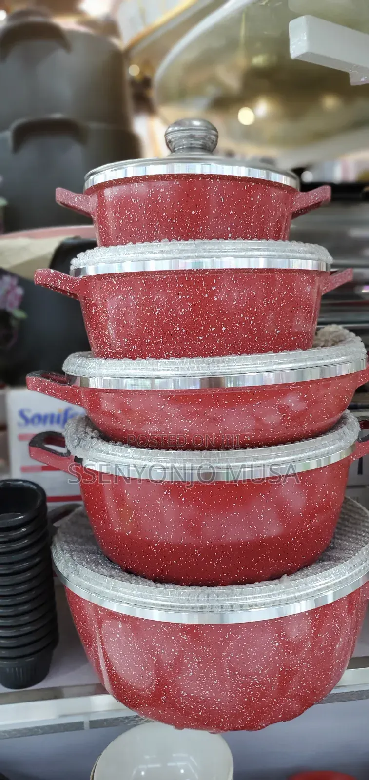 Royal Dessini Die-Cast Granite Non-Stick Cookware Set - Red