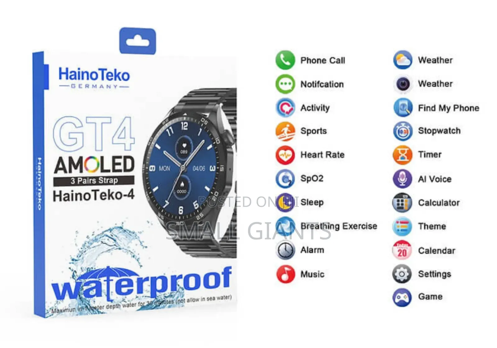 Hainoteko GT4 AMOLED Smartwatch