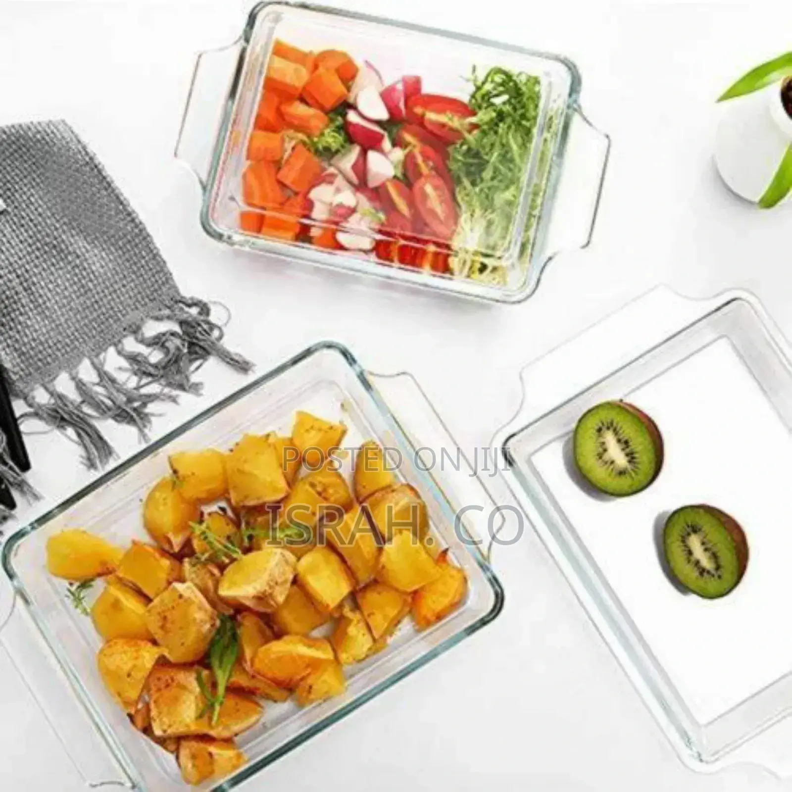 3 Piece Rectangle Glass Bakeware Dishes Microwave Oven Bowls