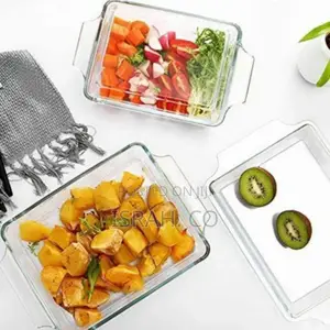 3 Piece Rectangle Glass Bakeware Dishes Microwave Oven Bowls