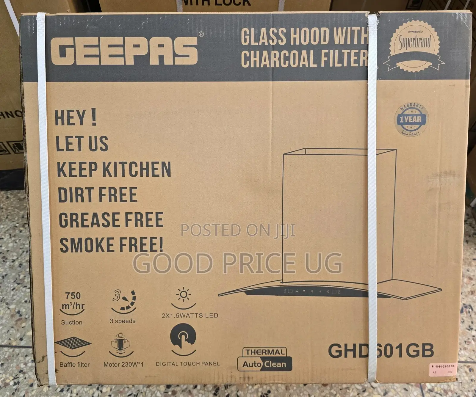 Geepas Glass Hood With Charcoal Filter