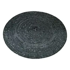 6 Pc Round Decorative Placemats Table Mats- Black White