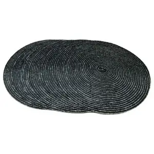 6 Pc Round Decorative Placemats Table Mats- Black White