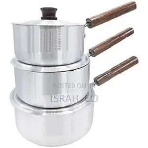 6 Piece Steel Saucepans Cookware Pot With Wooden Handles