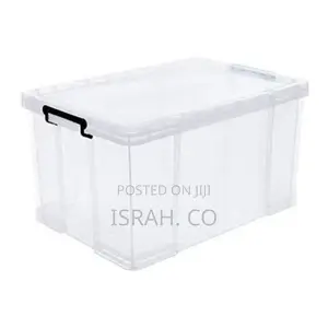 Organizer Storage Box, 46-Liters Transparent, With Lid,