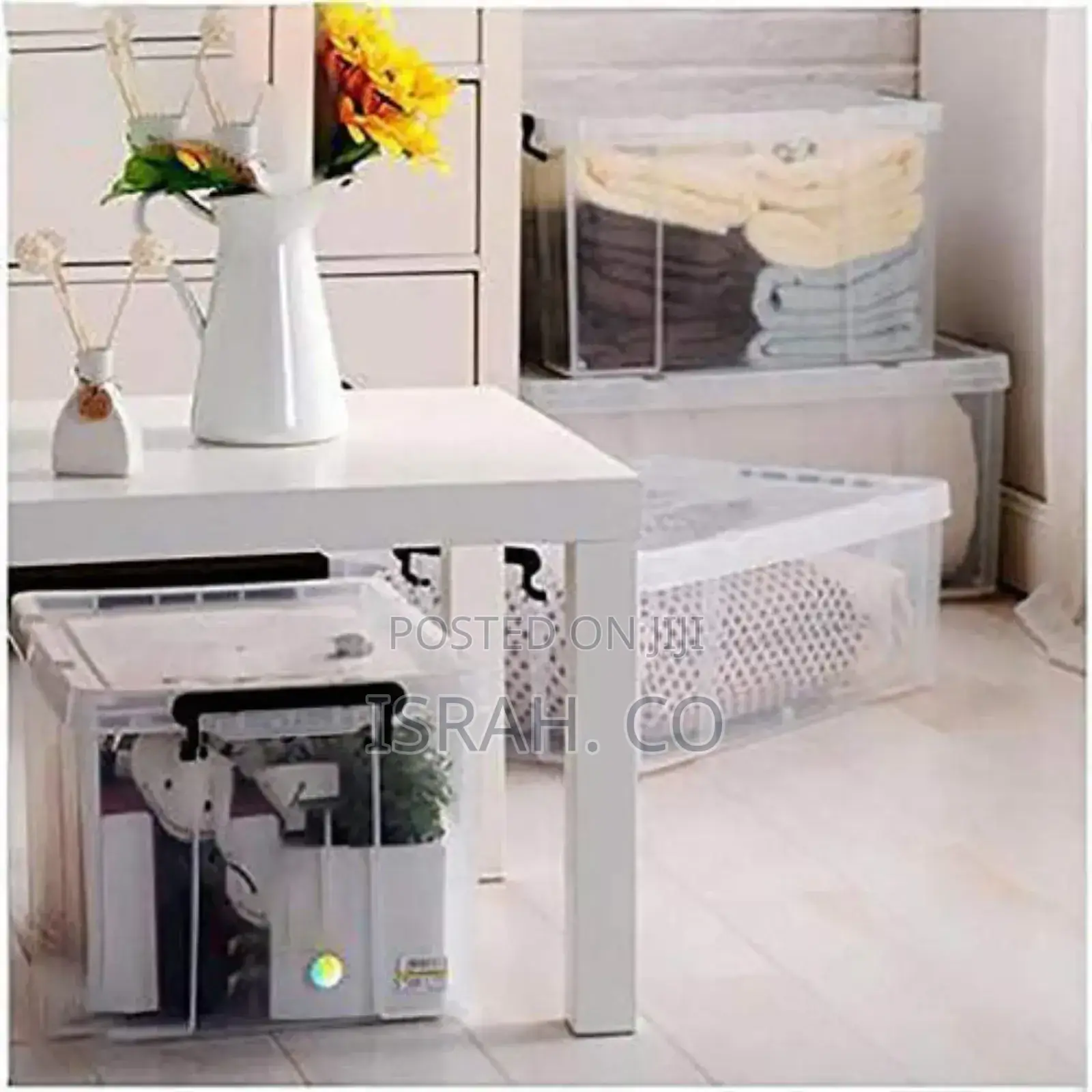 Organizer Storage Box, 46-Liters Transparent, With Lid,