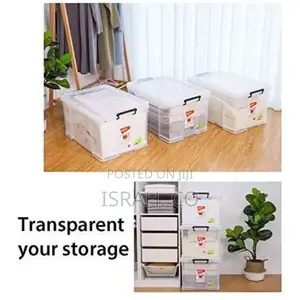 Organizer Storage Box, 46-Liters Transparent, With Lid,