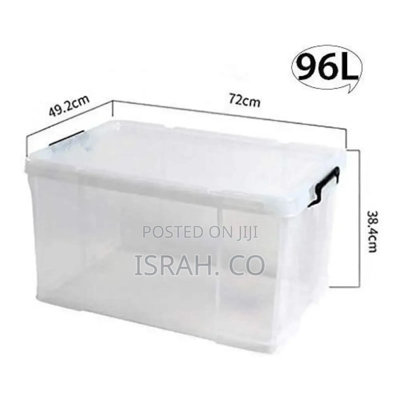 Organizer Storage Box, 46-Liters Transparent, With Lid,