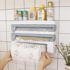 4 In1cling Film, Paper Towel Foil Storage Rack Cutter Holder