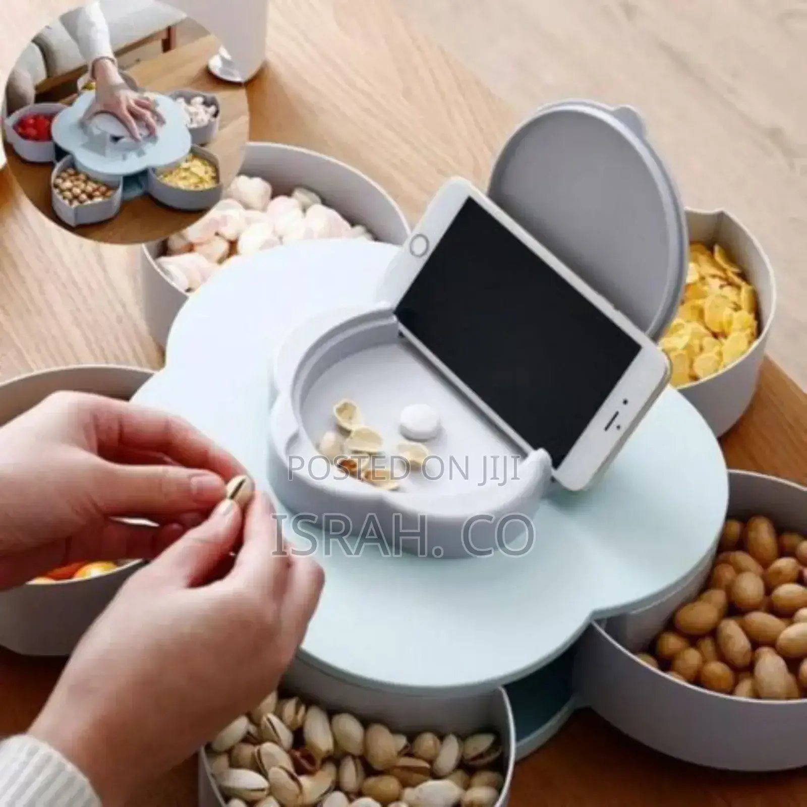 Candy Box Serving Tray Storage With Mobile Phone Stand,Blue.